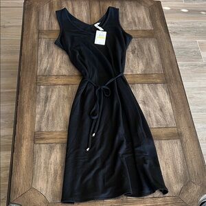 Cable & Gauge Black Sleeveless Tie-Waist Midi Dress
